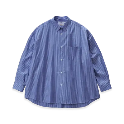 Graphpaper Sidogras L/S Oversized Regular Collar Shirt "Blue Strype"