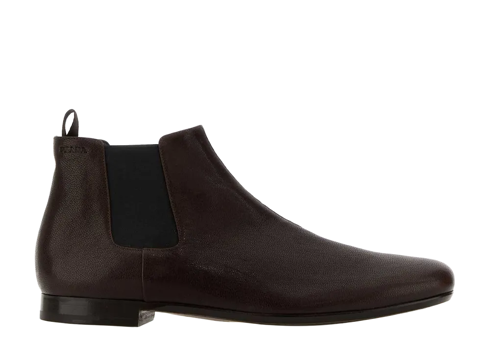 PRADA Leather Ankle Boots "Brown"
