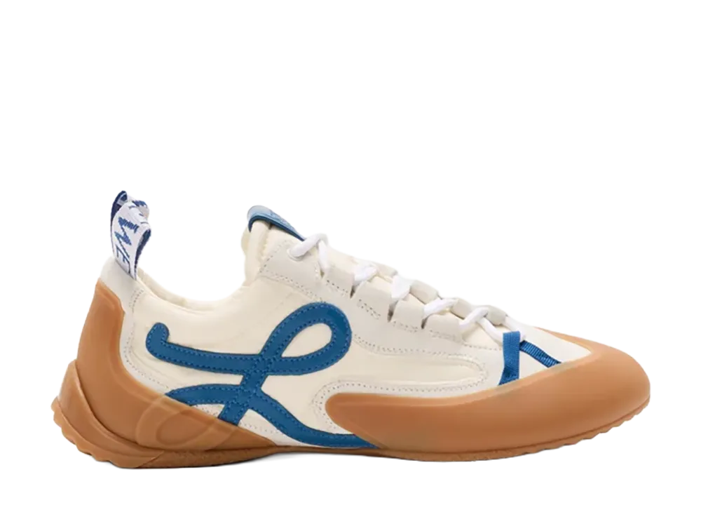 LOEWE Women's Grip Sneaker in Nylon Suede and TPU "White/Blue"