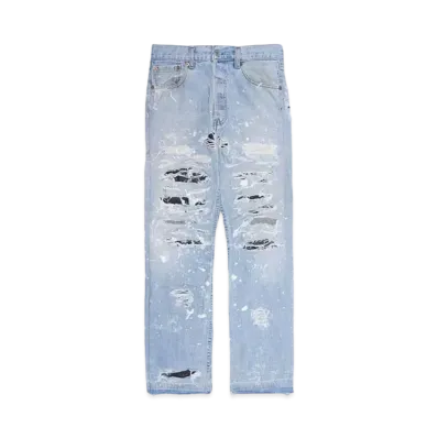 INNOCENCE NYC DESTROY LEATHER DENIM PANTS 32inch "Lt Denim"
