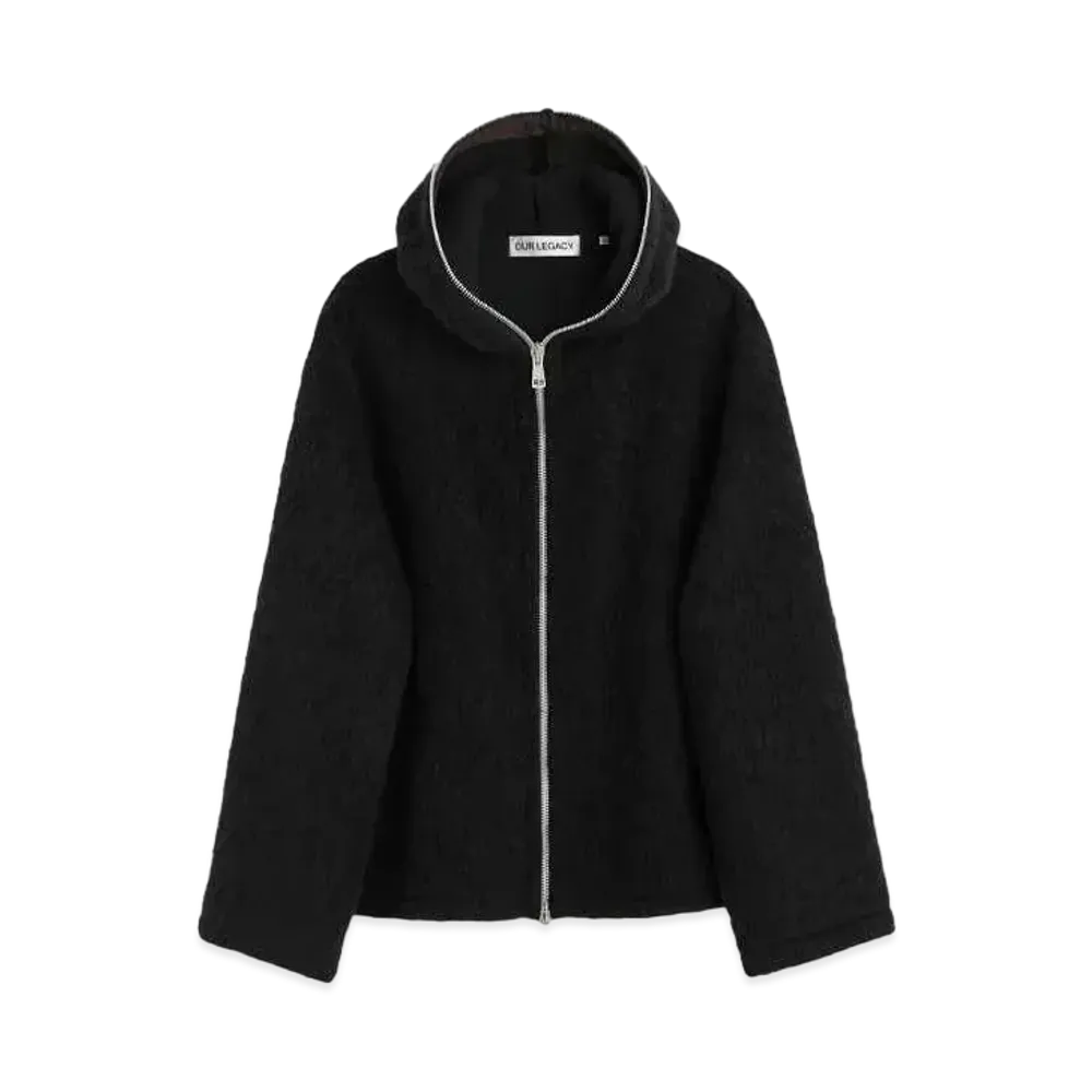 OUR LEGACY Full Zip Hood Hairy Wool "Black"