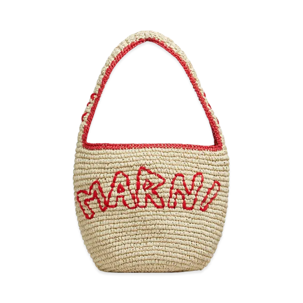 MARNI Nassa Small Hobo Bag "Natural/Red"