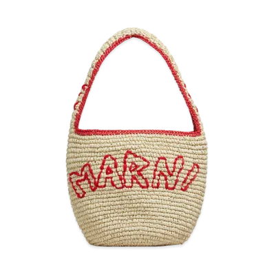 MARNI Nassa Small Hobo Bag "Natural/Red"