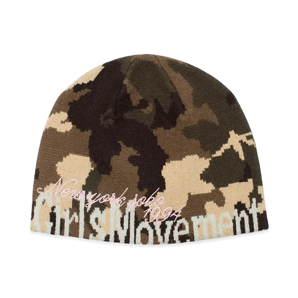 X-Girl Women's Cut Off Logo Jacquard Beanie "Camo"
