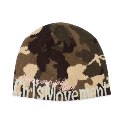 X-Girl Women's Cut Off Logo Jacquard Beanie "Camo"