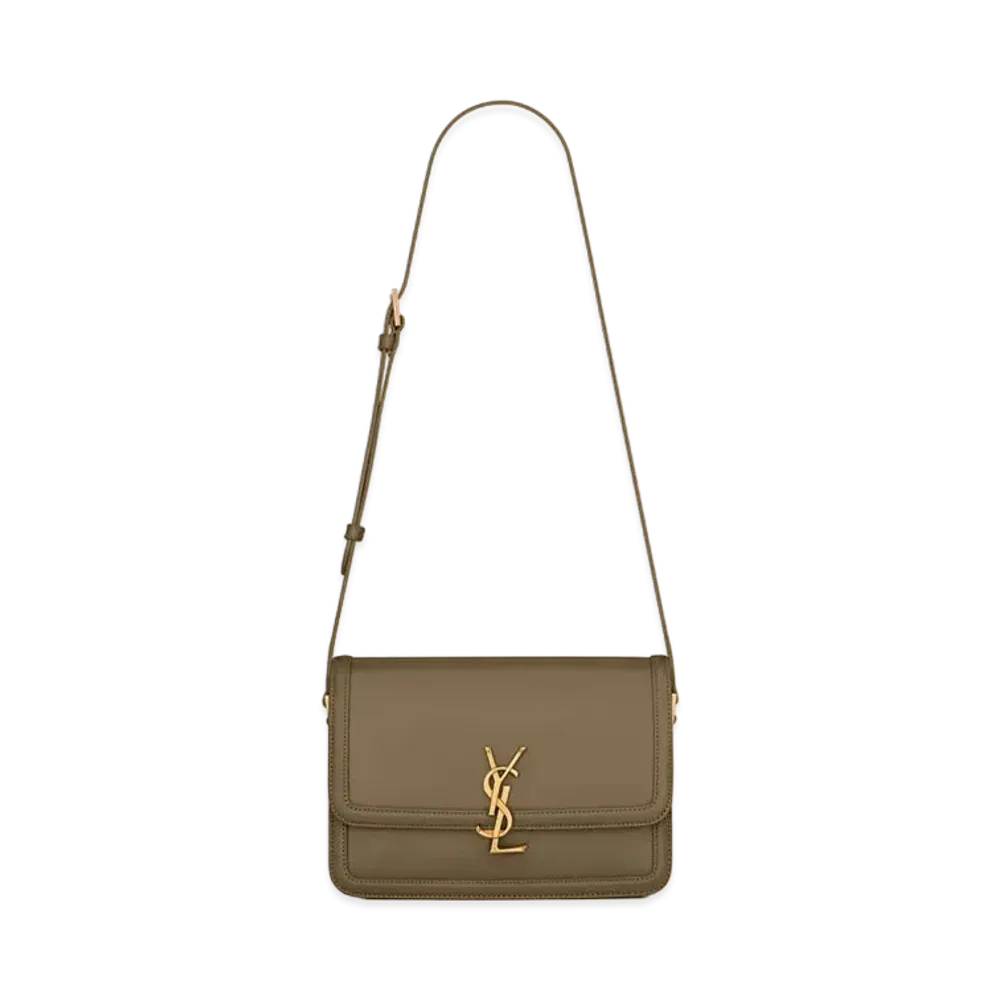 Saint Laurent Solferino Medium Satchel In Box Saint Laurent Leather "Khaki Green"
