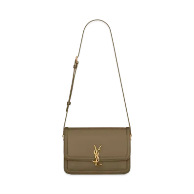 Saint Laurent Solferino Medium Satchel In Box Saint Laurent Leather "Khaki Green"