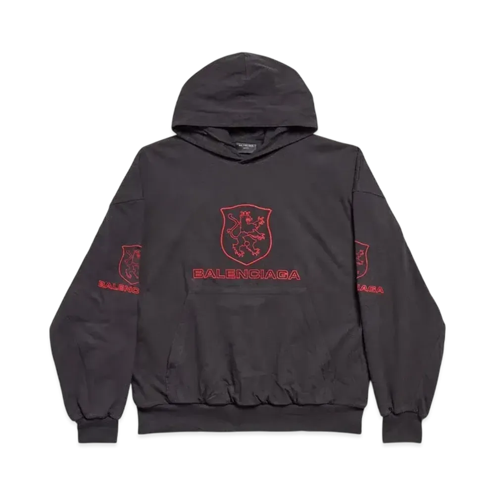 BALENCIAGA Men's Lion Club Lined Hoodie Regular Fit "Black/Red"