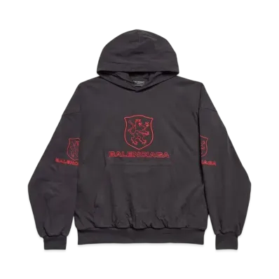 BALENCIAGA Men's Lion Club Lined Hoodie Regular Fit "Black/Red"