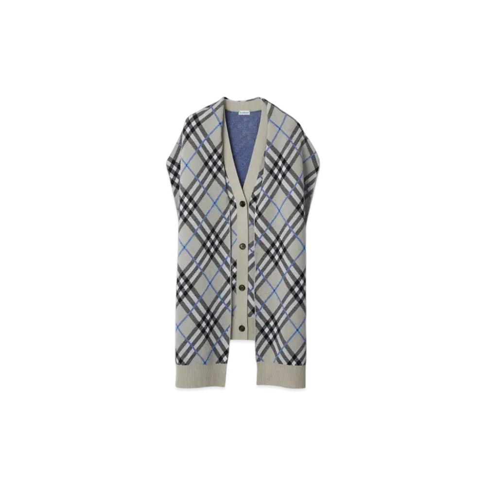 Burberry Check Wool Mohair Blend Cape "Lichen"