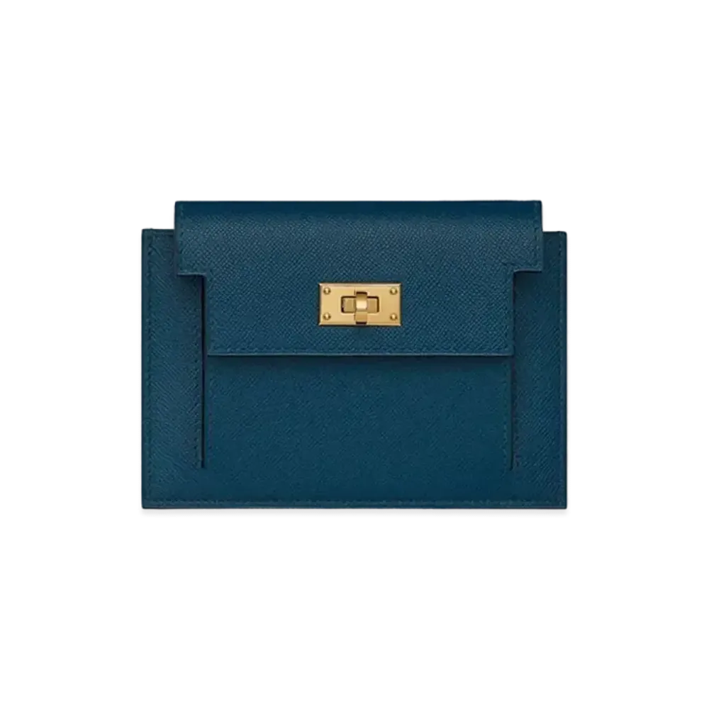 Hermes Kelly Pocket Compact Wallet "Deep Blue"