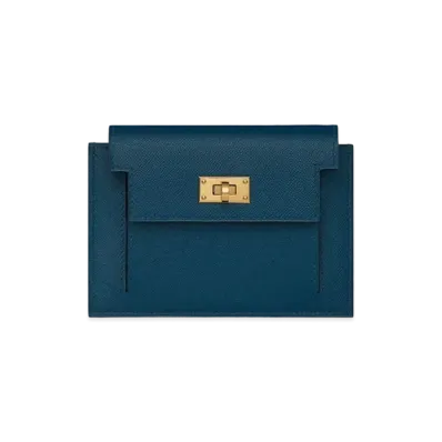 Hermes Kelly Pocket Compact Wallet "Deep Blue"
