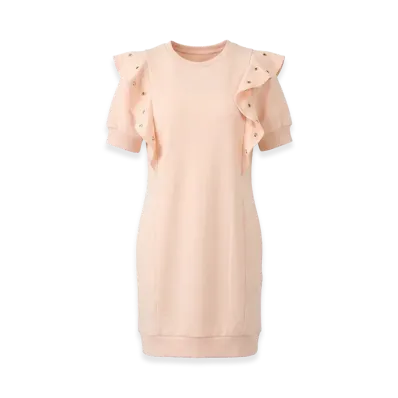 Chloe Kids Logo French Terry Mini Dress "Palepink"