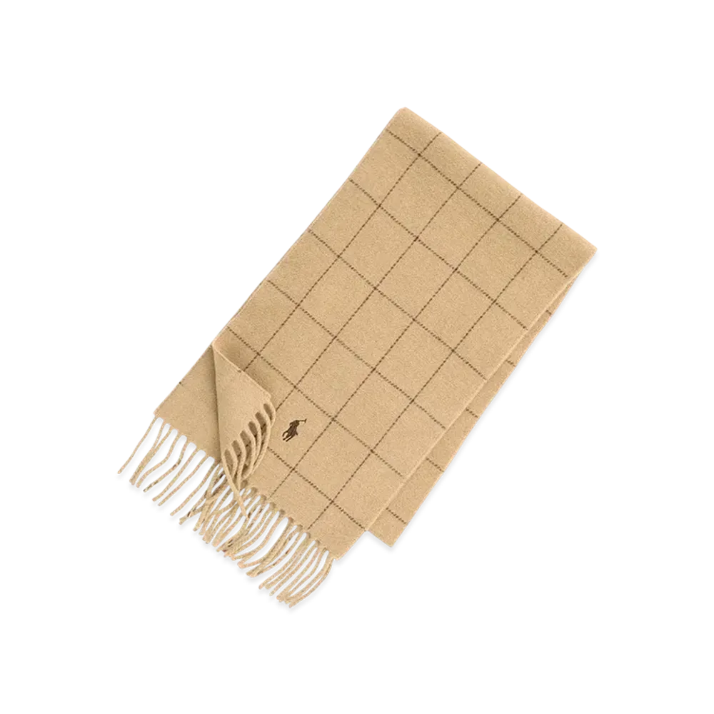 Polo Ralph Lauren Reversible Windowpane Scarf "Camel"