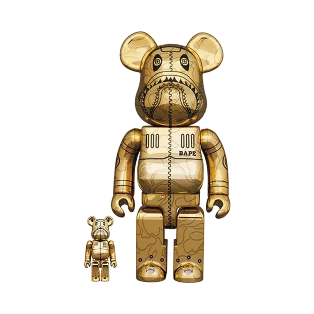 Bearbrick SORAYAMA × BAPE(R) CAMO SHARK 100% & 400% GOLD