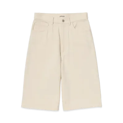 AURALEE Women's Silk Nep Denim 5P Wide Shorts "Ivory White"