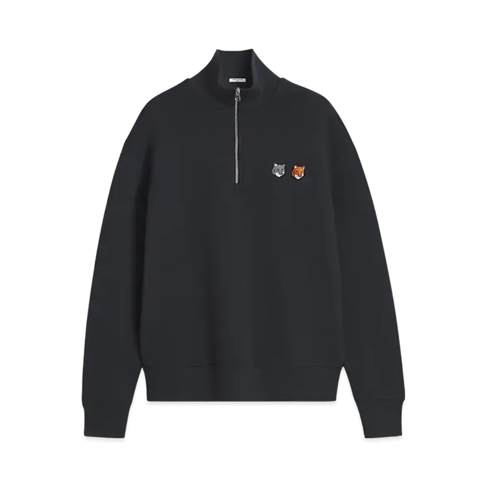 Maison Kitsune Double Bold Fox Head Half Zip Comfort Sweatshirt "Anthracite"