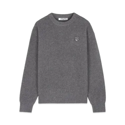 Maison Kitsune Bold Fox Head Patch Comfort Rib Jumper "Medium Grey Melange"