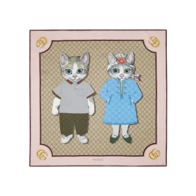 GUCCI x Higuchi Yuko Print Silk Scarf Japan Exclusive "Bordeaux/Pink"