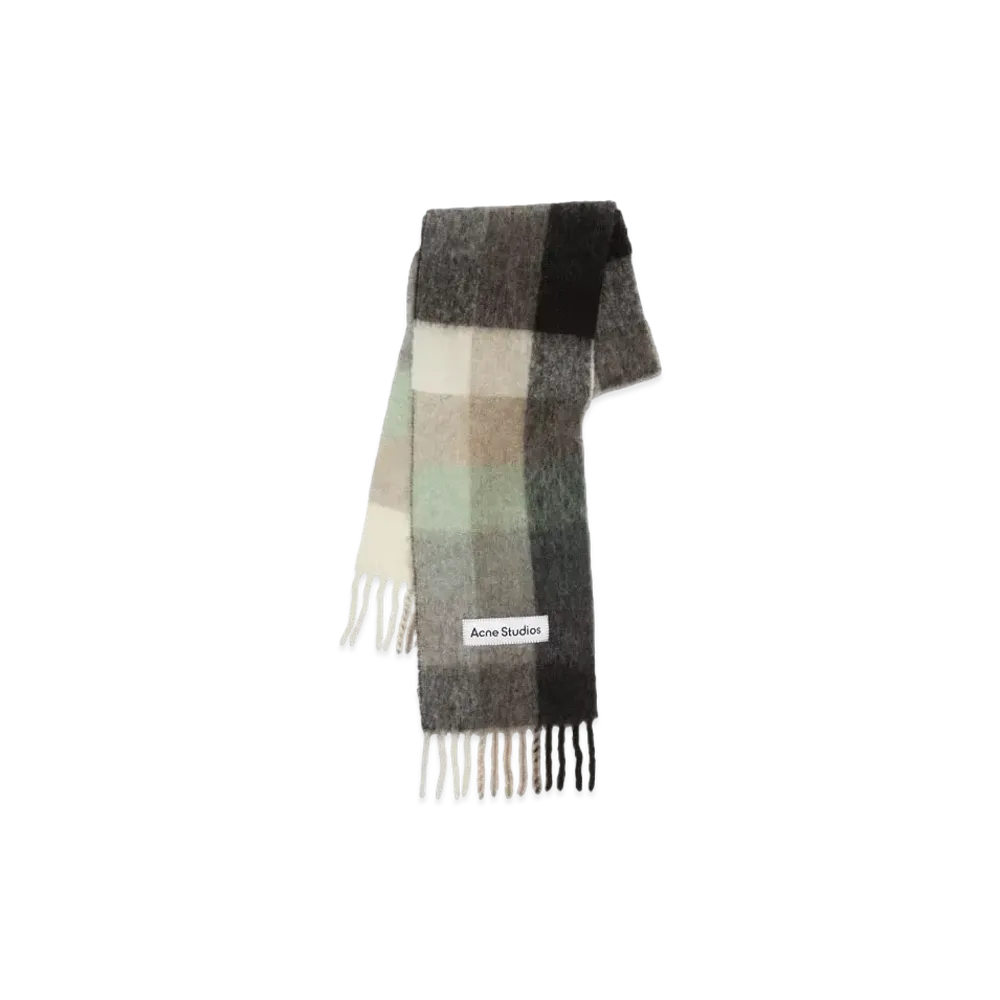 Acne Studios Mohair Check Scarf "Green/Grey/Black"
