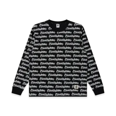 BlackEyePatch Fasthand Script Patterned L/S Tee "Black"