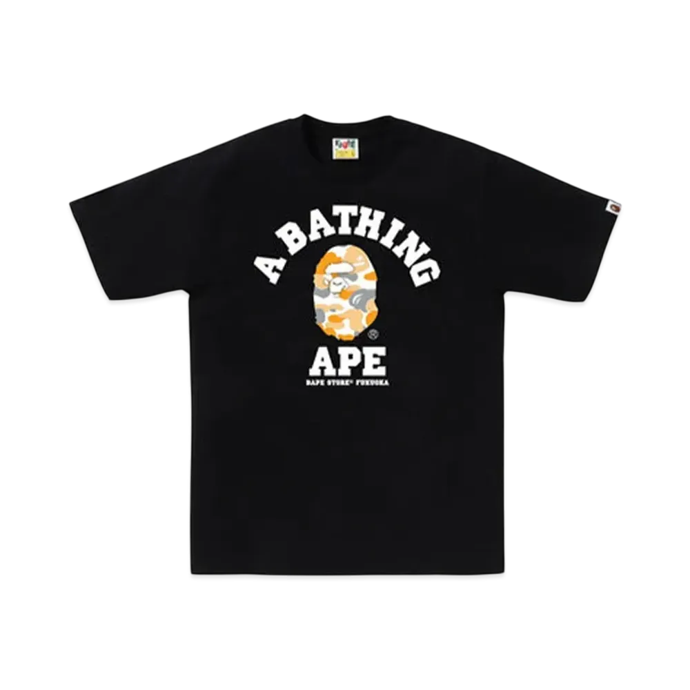 A BATHING APE Bape Store Fukuoka Camo College Tee "Black"