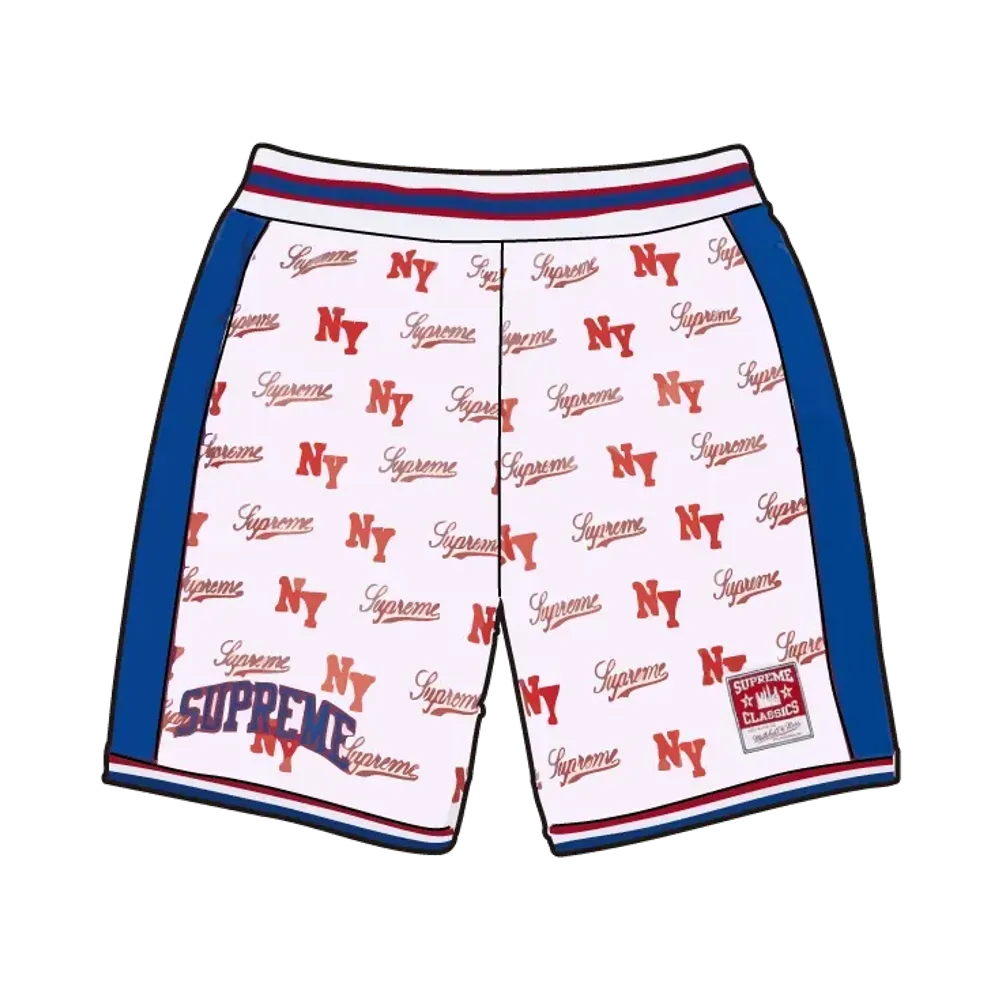 Supreme x Mitchell & Ness Monogram Basketball Short "White"