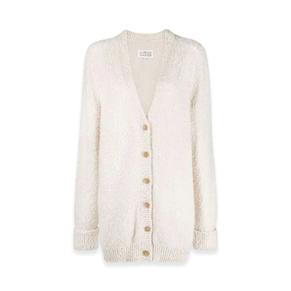Maison Margiela Women's Stitches Texture Knit Cardigan "Cream"