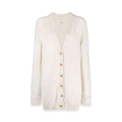 Maison Margiela Women's Stitches Texture Knit Cardigan "Cream"
