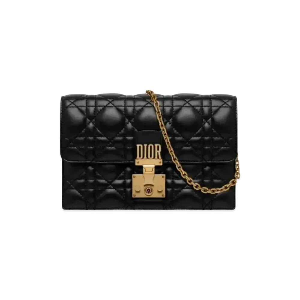 Dior Cannage Pattern Lambskin Wallet "Black"