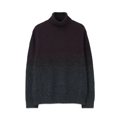 Paul Smith Diamond Cable Gradation Turtleneck Knit "DarkPurple"
