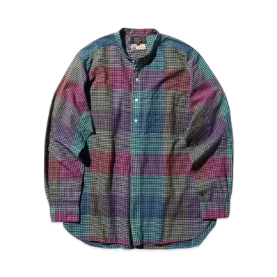 BEAMS Band Pullover Madras "Purple"