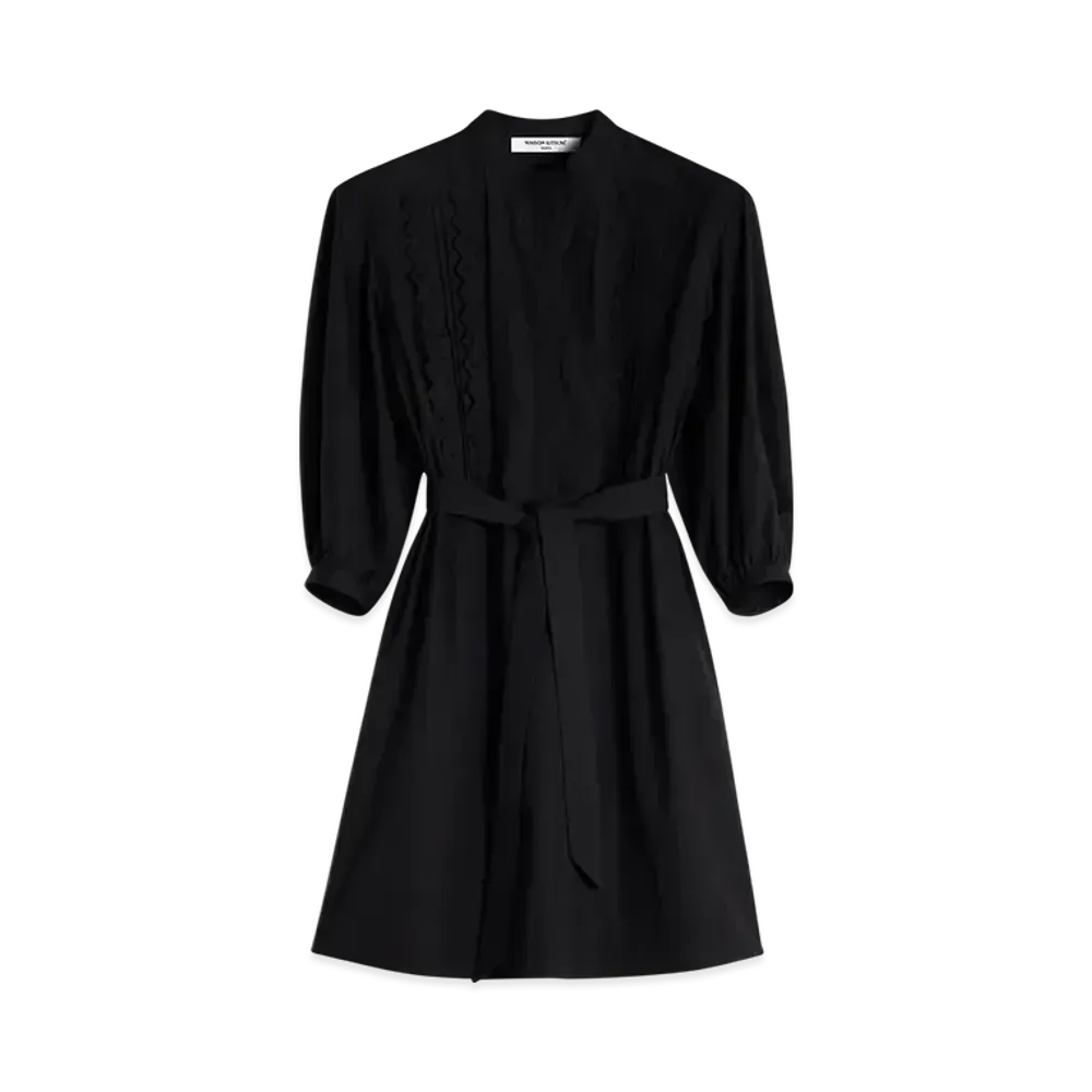 Maison Kitsune Craft Embroidery Maxi Sleeve One Piece "Black"