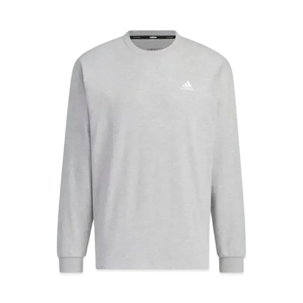 adidas Essentials Plus Loose Fit Small Logo Long Sleeve T-Shirt "Medium Grey Heather"