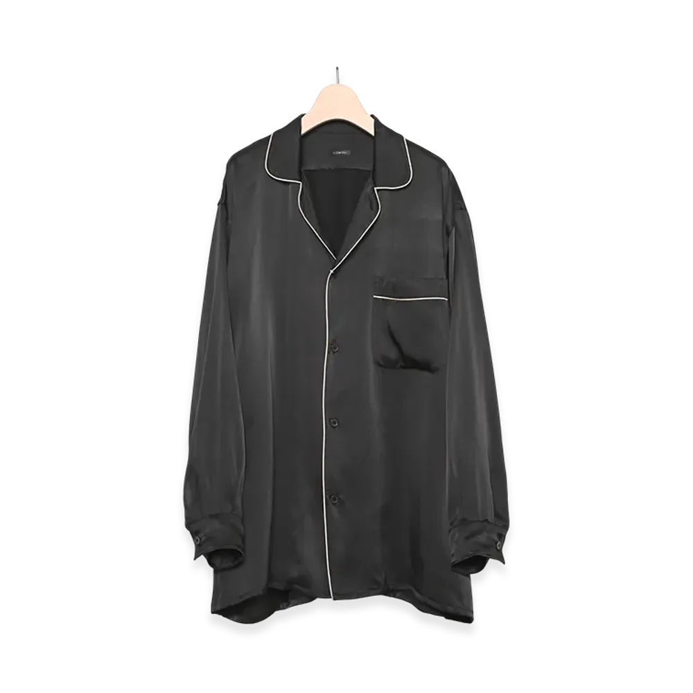 COMOLI Silk Pajama Shirt "Black"