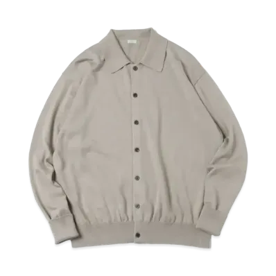 A.PRESSE Cotton Knit Polo Collar Cardigan "Sage"