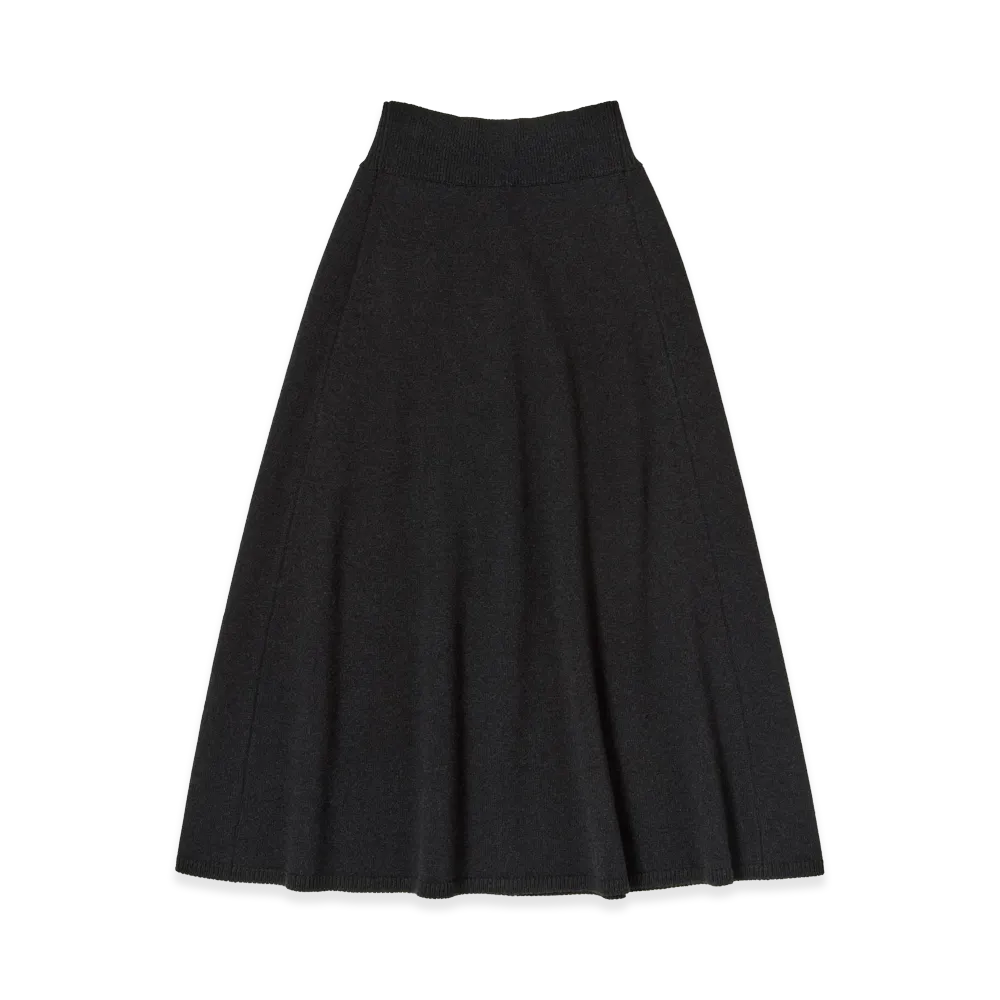 AURALEE Women's Super Fine Wool Knit Skirt "Top Black"