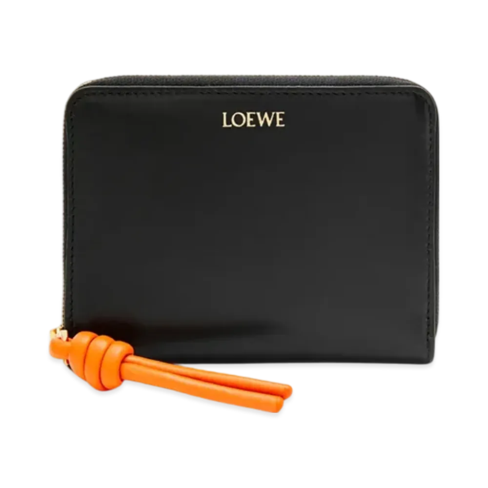 LOEWE Knot Compact Zip Around Wallet "Black/Bright Orange"