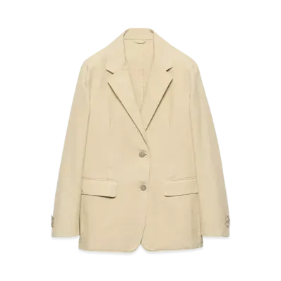 PRADA Women's Single-Breasted Old Canvas Jacket "Beige"