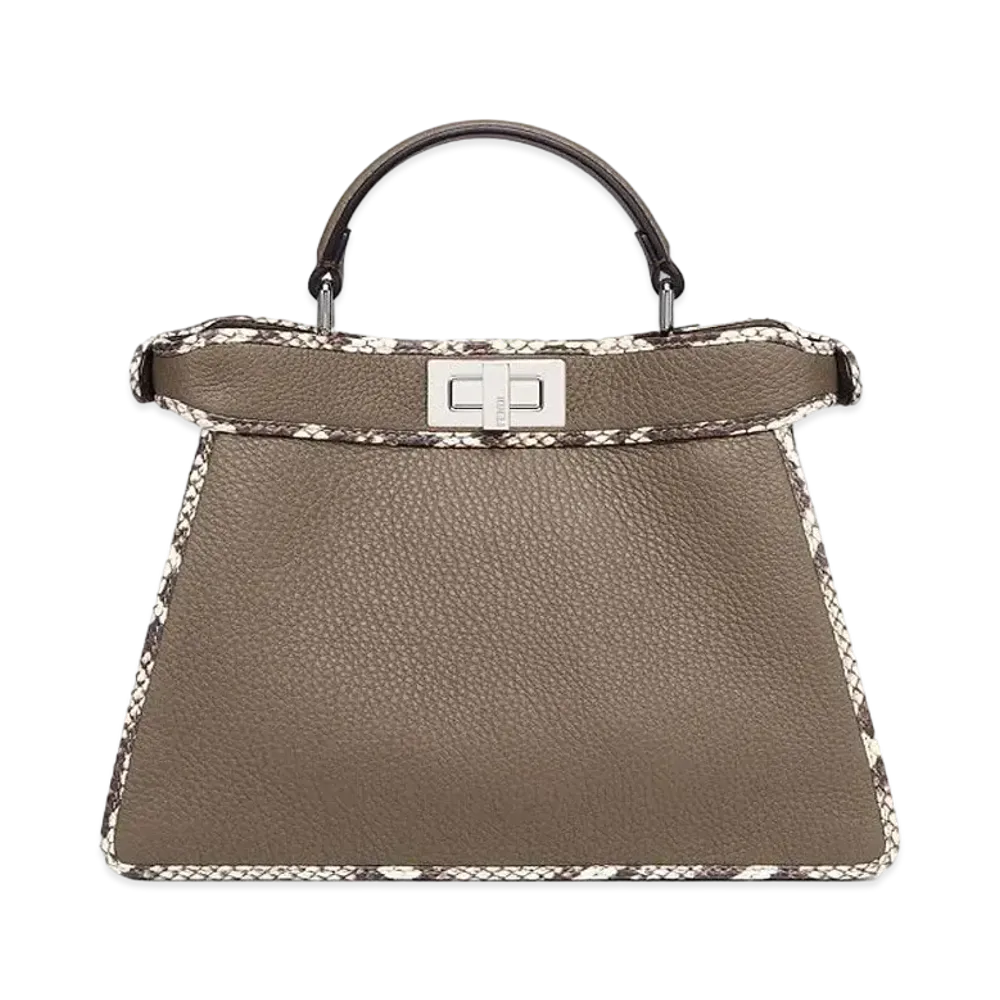 FENDI Peekaboo Iseeu Small Full Grain Leather And Elaphe Bag "Gray"