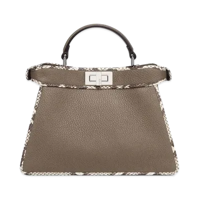 FENDI Peekaboo Iseeu Small Full Grain Leather And Elaphe Bag "Gray"