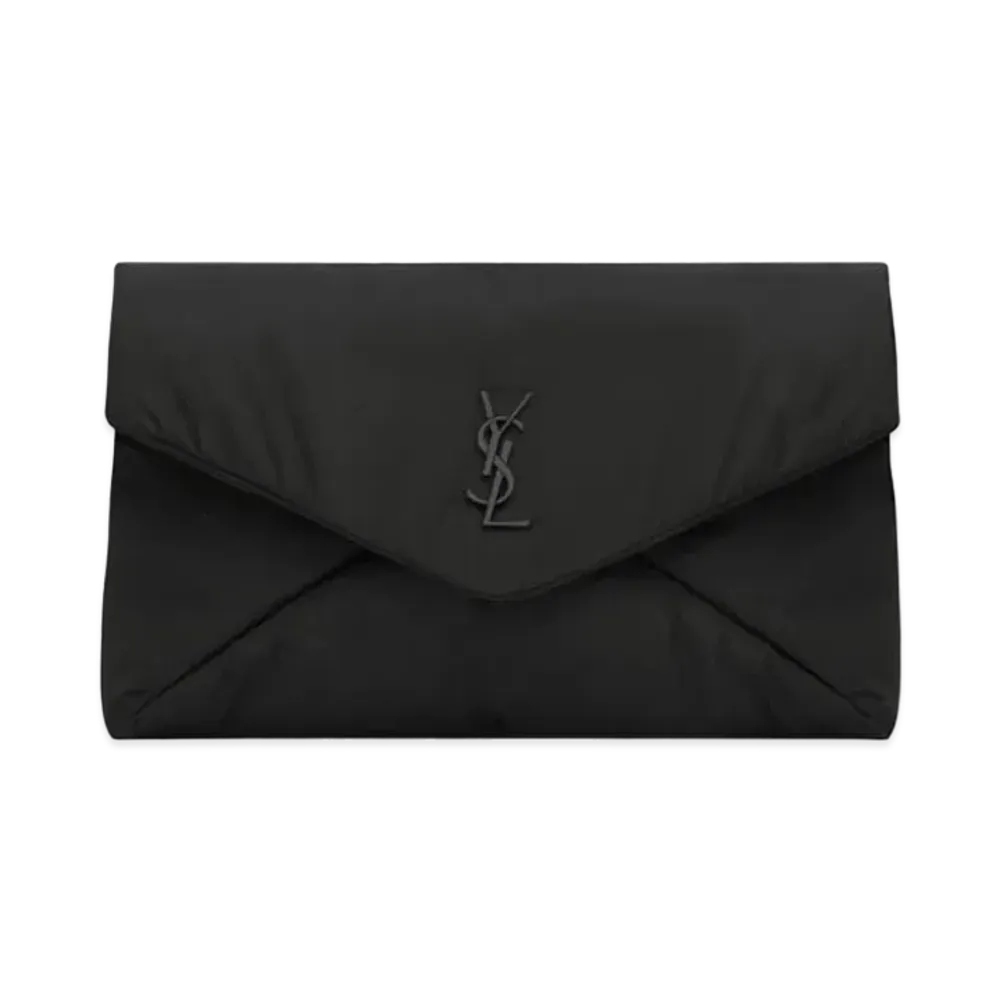 Saint Laurent Cassandre Large Envelope Pouch in Nylon "Black"