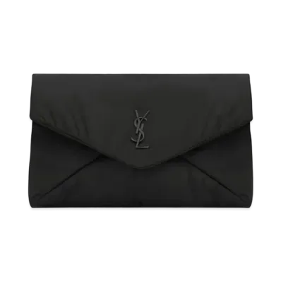 Saint Laurent Cassandre Large Envelope Pouch in Nylon "Black"