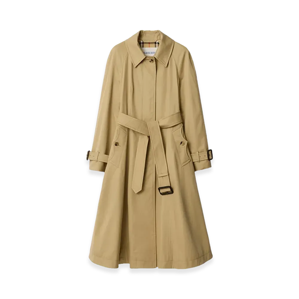 Burberry Women's Long Gabardine Ellingham Fit & Flare Car Coat "Beige"
