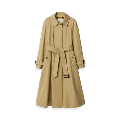 Burberry Women's Long Gabardine Ellingham Fit & Flare Car Coat "Beige"