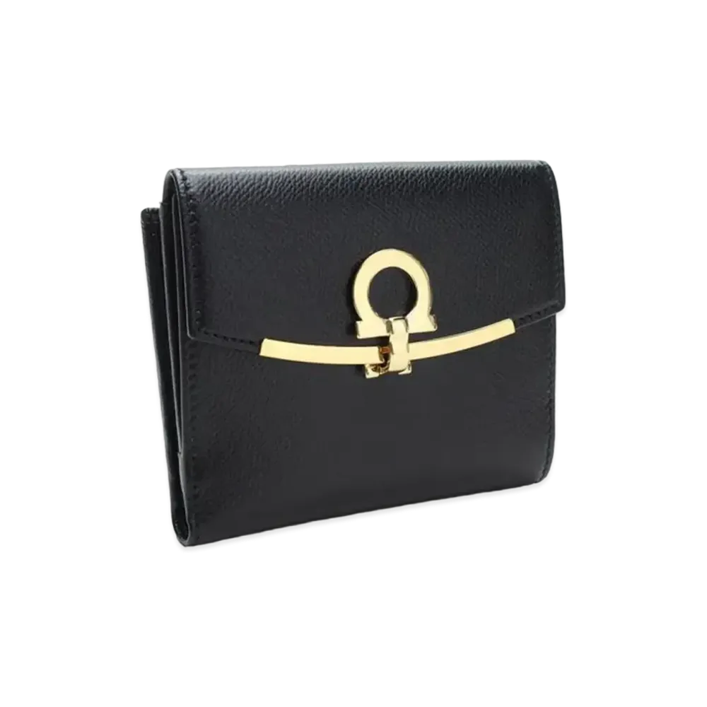 Salvatore Ferragamo Gancini French Wallet "Black"