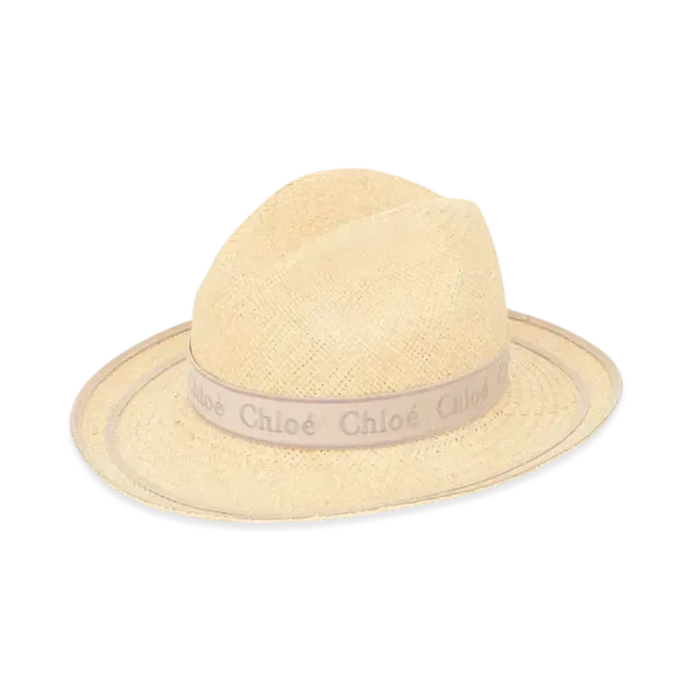 Chloe Woody Panama hat in straw "Beige/Grey"