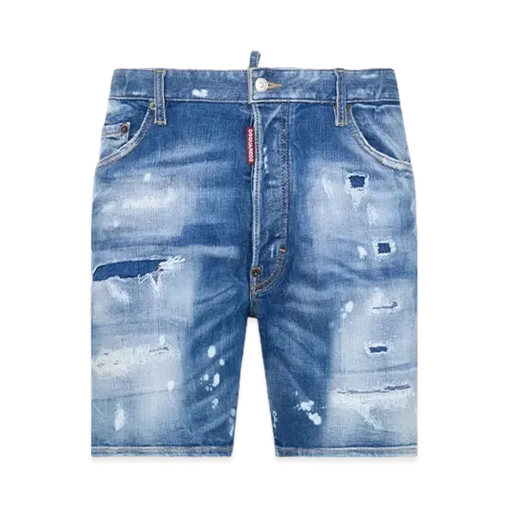 Dsquared2 Medium Mended Rips Wash Marine Shorts "Navy"
