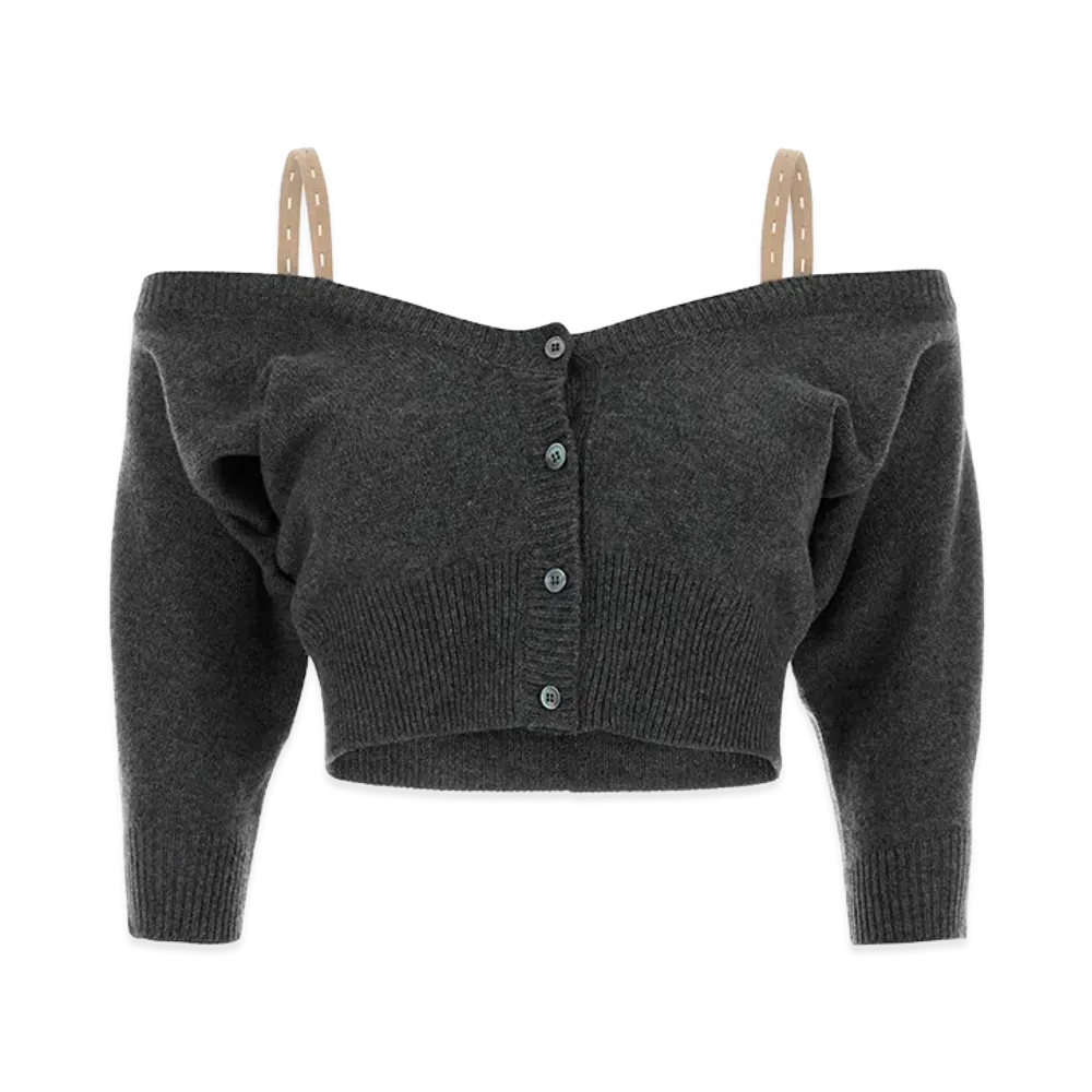 MIU MIU Women's Cashmere Cardigan "Gray/Dark Grey"