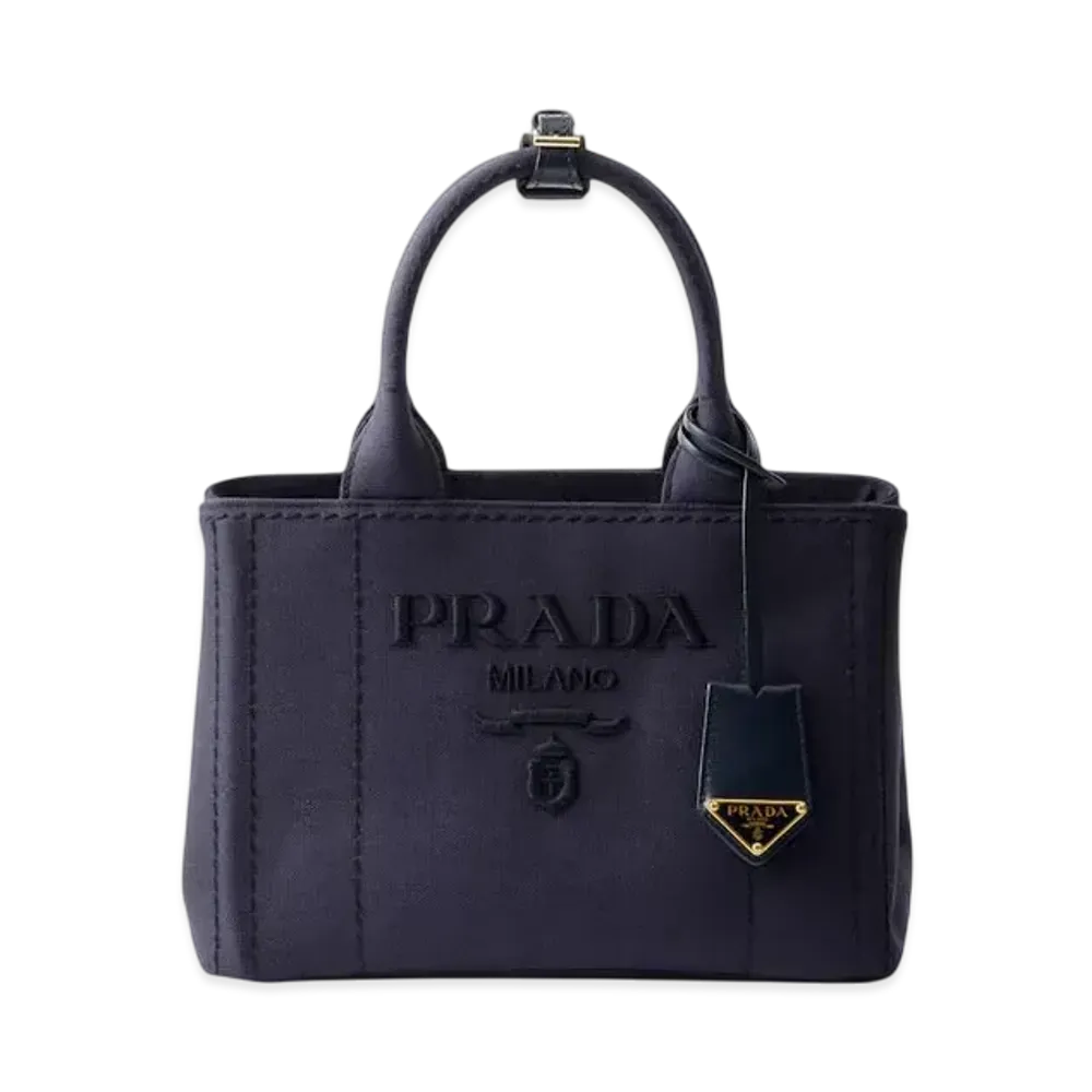 PRADA Small Cotton Canvas Handbag "Navy"